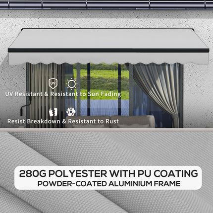 Retractable Electric Awning with Remote Control 350x250cm - Light Grey