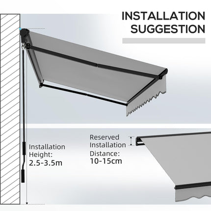 Retractable Electric Awning with Remote Control 350x250cm - Light Grey
