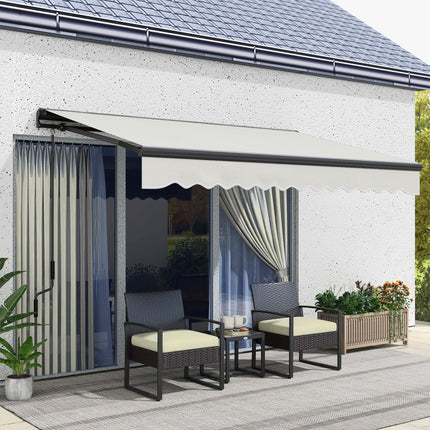 Retractable Electric Awning with Remote Control 350x250cm - Light Grey