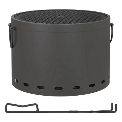 38cm Portable Smokeless Fire Pit with Spark Screen - Dark Grey