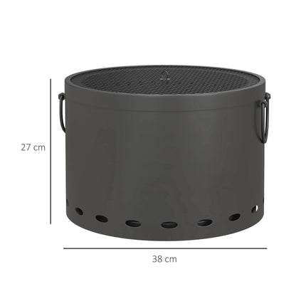 38cm Portable Smokeless Fire Pit with Spark Screen - Dark Grey