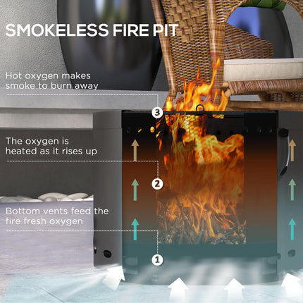 38cm Portable Smokeless Fire Pit with Spark Screen - Dark Grey