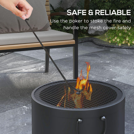 38cm Portable Smokeless Fire Pit with Spark Screen - Dark Grey