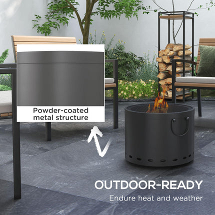 38cm Portable Smokeless Fire Pit with Spark Screen - Dark Grey