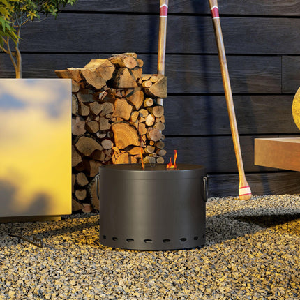 38cm Portable Smokeless Fire Pit with Spark Screen - Dark Grey