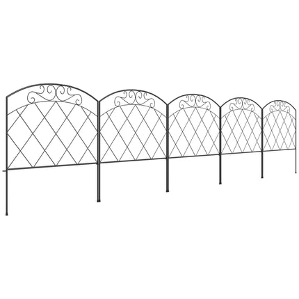 3m Decorative Metal Garden Fence with Diamond and Swirl Pattern - Black