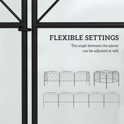 3m Decorative Metal Garden Fence with Diamond and Swirl Pattern - Black