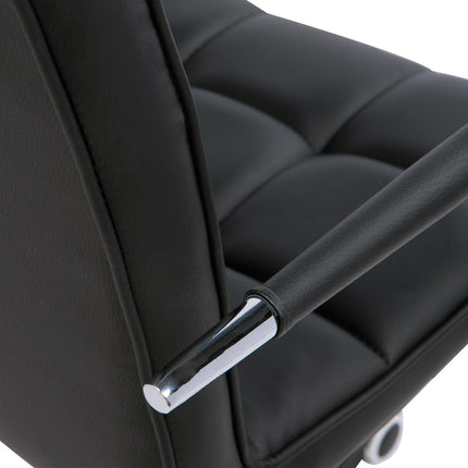 Home Office Desk and Faux Leather Swivel Chair Set with Storage Shelf - Black