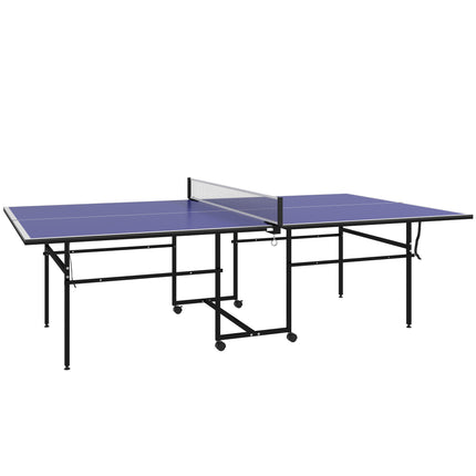 9FT Folding Indoor Table Tennis Table with 4 Wheels - Blue