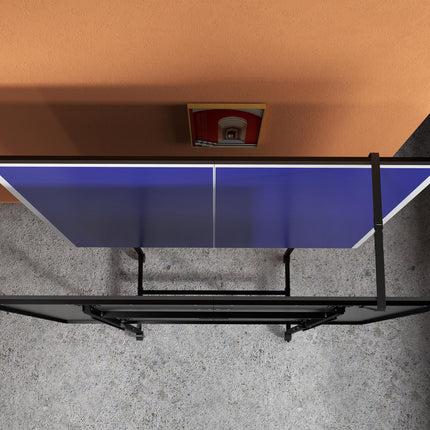 9FT Folding Indoor Table Tennis Table with 4 Wheels - Blue