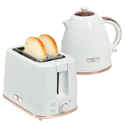 1.7L Fast Boil Kettle and 2-Slice Toaster Set - White