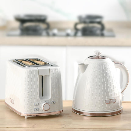 1.7L Fast Boil Kettle and 2-Slice Toaster Set - White