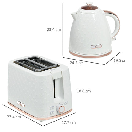1.7L Fast Boil Kettle and 2-Slice Toaster Set - White