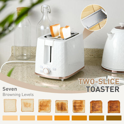 1.7L Fast Boil Kettle and 2-Slice Toaster Set - White