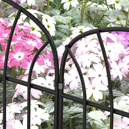 Metal Decorative Outdoor Picket Fence Panels Set of 8, 2.64m Length - Black