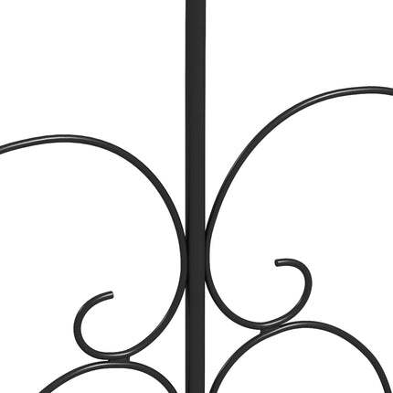 Set of 5 Metal Outdoor Picket Fence Panels with Heart Scrollwork - Black