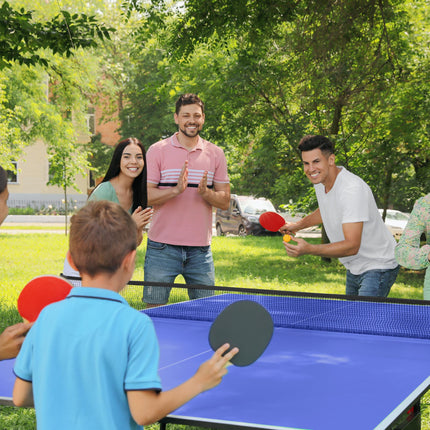 9FT Foldable Table Tennis Table with Net, Paddles, Balls & Cover - Blue