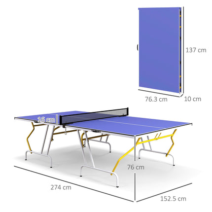 9FT Foldable Table Tennis Table with Net, Paddles, Balls & Cover - Blue