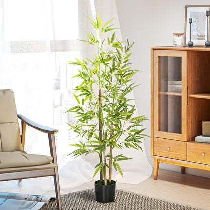 Artificial Plant Bamboo Artificial Tree Height 120 cm with Pot for Home Indoor D
