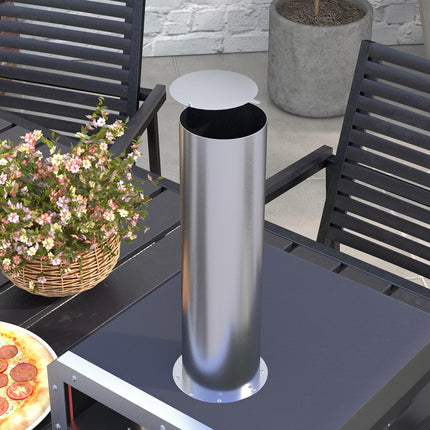 Portable Wood Fired Pizza Oven with Rotating Stone for Outdoor Cooking - Silver