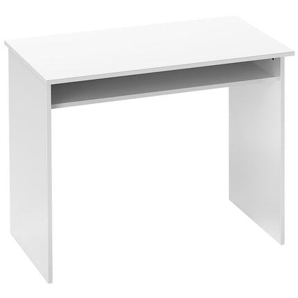 90 x 50cm Computer Table with Storage Shelf, Modern Home Office Writing Desk - High Gloss White