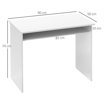 90 x 50cm Computer Table with Storage Shelf, Modern Home Office Writing Desk - High Gloss White