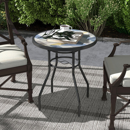Tempered Glass Top Garden Table Steel Frame 60x70cm - Multicolour