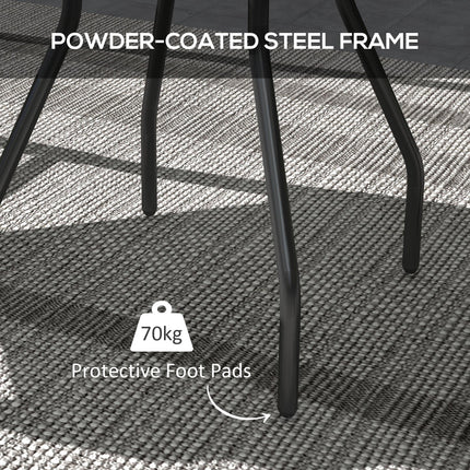 Tempered Glass Top Garden Table Steel Frame 60x70cm - Multicolour