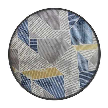 Tempered Glass Top Garden Table Steel Frame 60x70cm - Multicolour