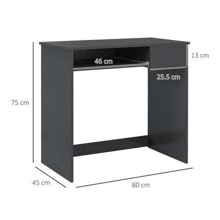 Compact Computer Desk with Keyboard Tray and Drawer for Home Office - Grey