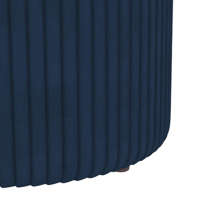 Round Ottoman Stool with Storage and Velvet-feel Upholstery - Dark Blue