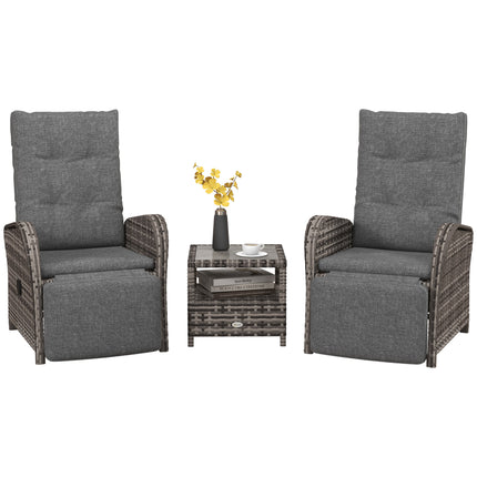 2 Seater Rattan Patio Chaise Lounge Sofa Set with Cushions - Brown