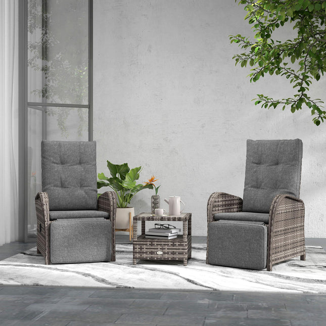 2 Seater Rattan Patio Chaise Lounge Sofa Set with Cushions - Brown