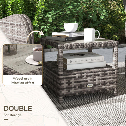 2 Seater Rattan Patio Chaise Lounge Sofa Set with Cushions - Brown