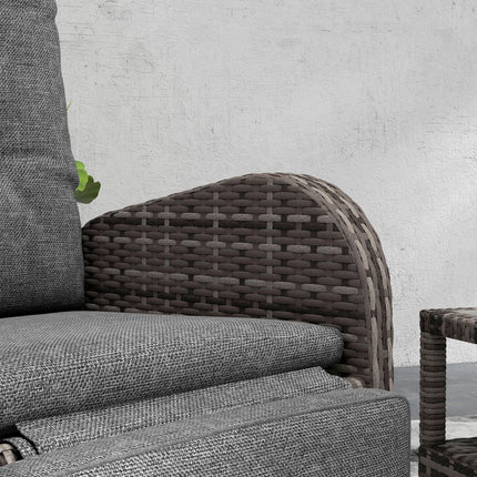 2 Seater Rattan Patio Chaise Lounge Sofa Set with Cushions - Brown