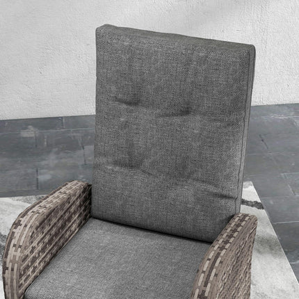 2 Seater Rattan Patio Chaise Lounge Sofa Set with Cushions - Brown