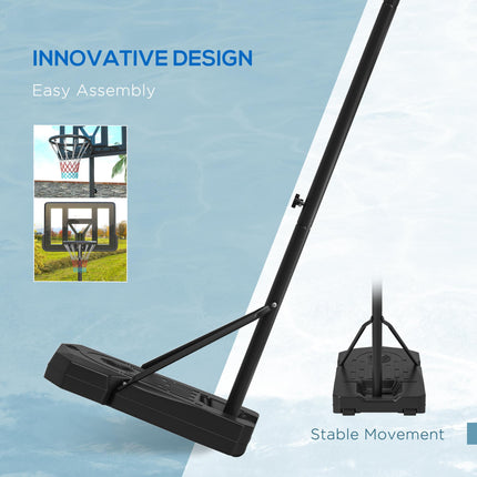 Height Adjustable Freestanding Basketball Hoop with Wheels 200-305cm - Black