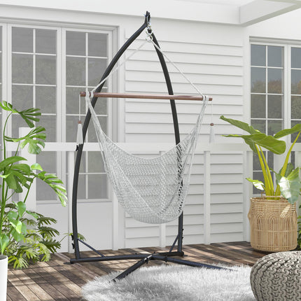 Heavy Duty Metal Hammock Chair Stand with Chain 110x110x215 cm - Black