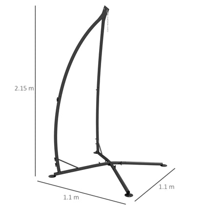 Heavy Duty Metal Hammock Chair Stand with Chain 110x110x215 cm - Black