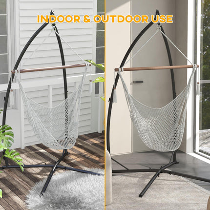 Heavy Duty Metal Hammock Chair Stand with Chain 110x110x215 cm - Black