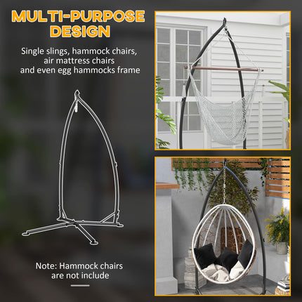 Heavy Duty Metal Hammock Chair Stand with Chain 110x110x215 cm - Black