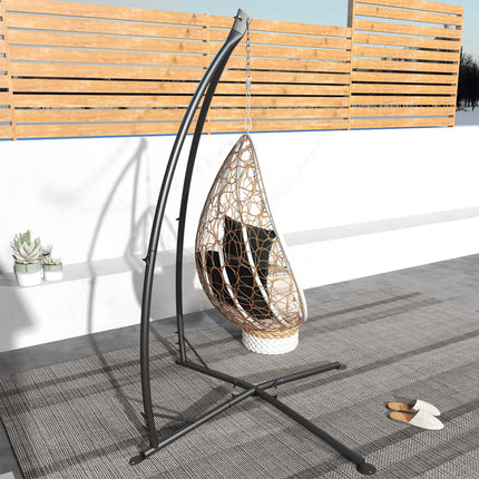 Heavy Duty Metal Hammock Chair Stand with Chain 110x110x215 cm - Black
