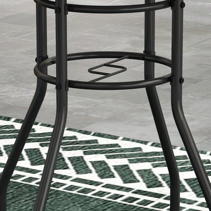 Tempered Glass Top Garden Table with Printed Design and Steel Frame 60x70cm - Tan Brown