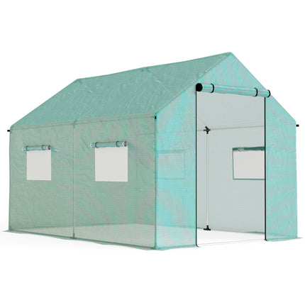 2 x 3 Metre Walk-In Polyethylene Polytunnel Greenhouse with UV-Resistant Cover - Green