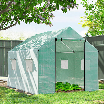 2 x 3 Metre Walk-In Polyethylene Polytunnel Greenhouse with UV-Resistant Cover - Green