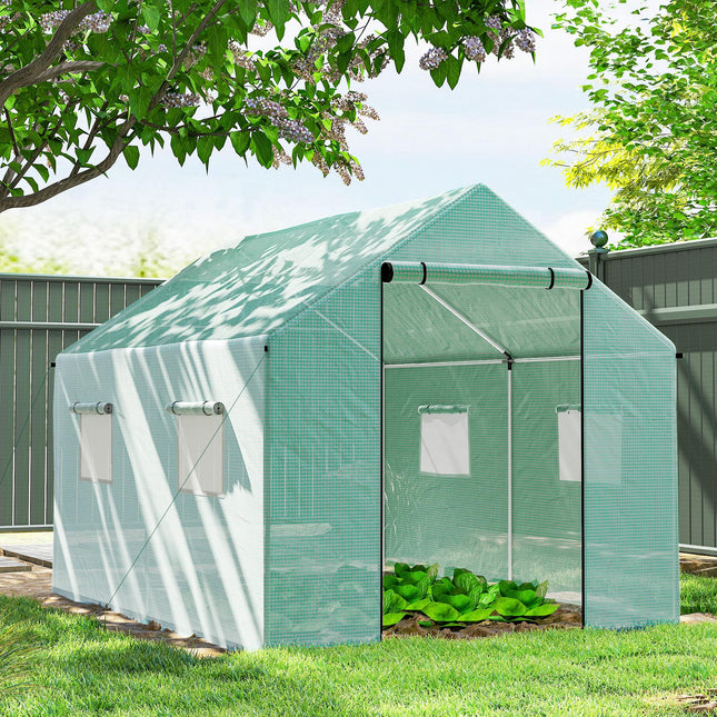 2 x 3 Metre Walk-In Polyethylene Polytunnel Greenhouse with UV-Resistant Cover - Green