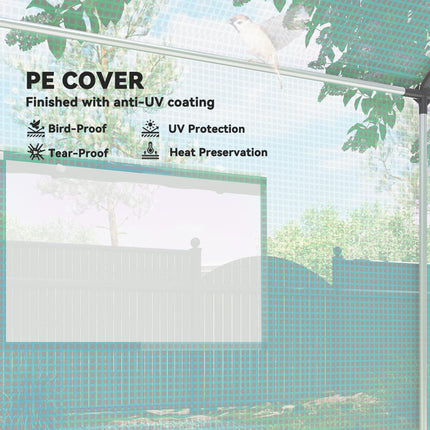 2 x 3 Metre Walk-In Polyethylene Polytunnel Greenhouse with UV-Resistant Cover - Green