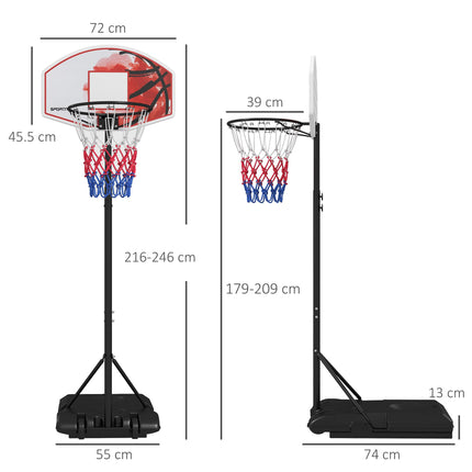Adjustable Basketball Stand Net System, with Wheels, Enlarged Base, PE, Backboar