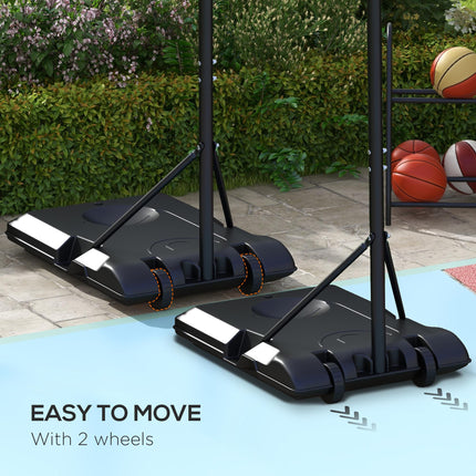 Adjustable Basketball Stand Net System, with Wheels, Enlarged Base, PE, Backboar