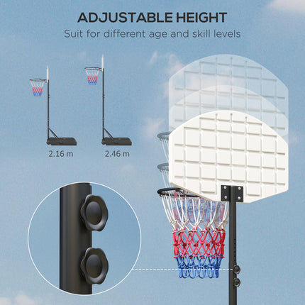 Adjustable Basketball Stand Net System, with Wheels, Enlarged Base, PE, Backboar
